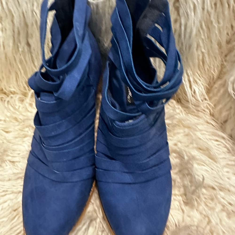 Royal Blue Strappy Heel Booties